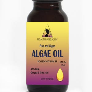 0.5 oz ALGAE Oil VEGAN DHA-40% Omega-3 Fatty Acids Natural Pure in Glass Bottle