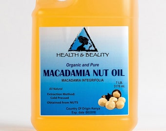 7 Lb, 1 gal MACADAMIA NUT OIL Organic Carrier Cold Pressed 100% Pure