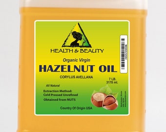 7 Lb, 1 gal HAZELNUT OIL UNREFINED Virgin Organic Carrier Cold Pressed 100% Pure