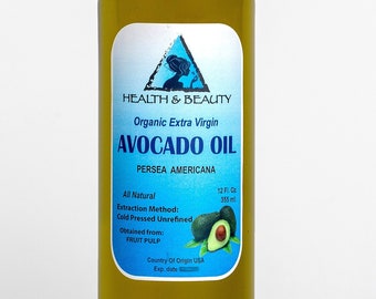 12 oz Organic Avocado Oil: Extra Virgin, Cold Pressed, Unrefined