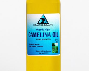 Aceite de camelina virgen orgánico de 2 oz: prensado en frío, sin refinar.