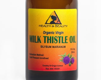 1 oz MILK THISTLE SEED  Oil Unrefined Organic Virgin Cold Pressed Glass Bottle