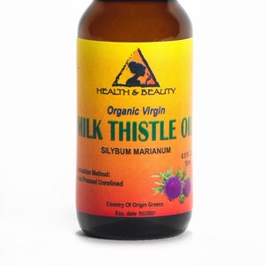 0.5 oz MILK THISTLE SEED  Oil Unrefined Organic Virgin Cold Pressed Glass Bottle