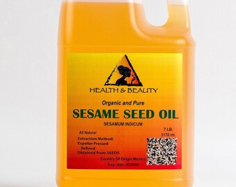 7 Lb, 1 gal SESAME OIL REFINED Organic Carrier Expeller Pressed 100% Pure