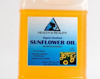 7 Lb, 1 gal SUNFLOWER OIL UNREFINED Organic Carrier Cold Pressed Virgin Raw Pure