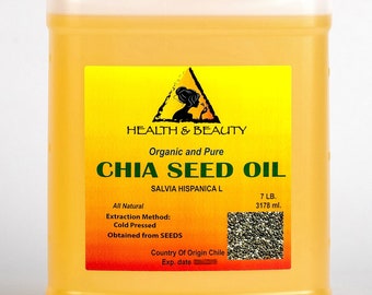 7 lb, 1 gal CHIA SEED OIL Unrefined Virgin Organic Carrier Cold Pressed Natural Fresh 100% Pure