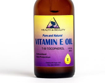 1 oz Vitamin E Oil: Natural Tocopherol T-50 with Glass Dropper
