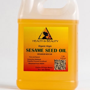 7 Lb, 1 gal SESAME OIL UNREFINED Organic Carrier Expeller Pressed Virgin Raw Pure