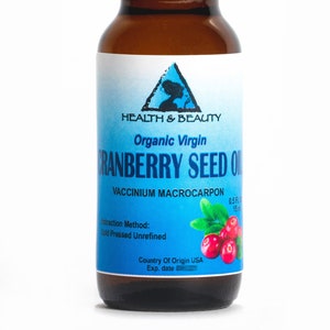 0.5 oz CRANBERRY SEED OIL Unrefined Organic Virgin Cold Pressed Raw Glass Bottle