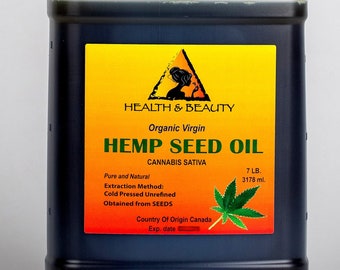 7 Lb, 1 gal HEMP SEED OIL Unrefined Organic Carrier Cold Pressed Virgin Raw Pure