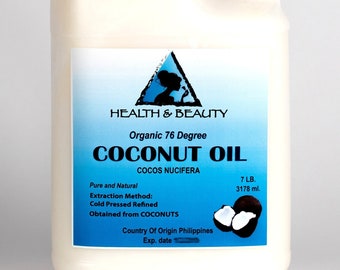 7 Lb, 1 gal COCONUT OIL 76 DEGREE Organic Carrier Cold Pressed Refined 100% Pure