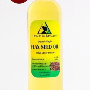 12 oz FLAX SEED OIL Organic Carrier Cold Pressed Unrefined Virgin Raw Pure