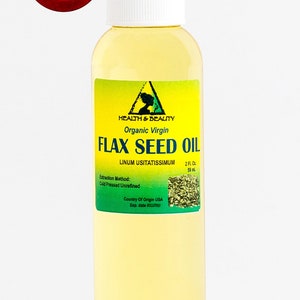 2 oz FLAX SEED OIL Organic Carrier Cold Pressed Unrefined Virgin Raw Pure