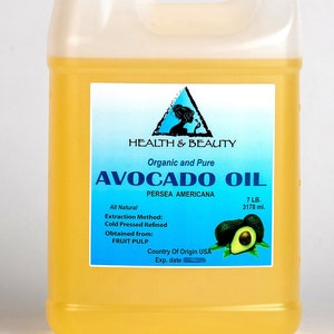 7 Lb, 1 gal AVOCADO OIL REFINED Organic Carrier Cold Pressed Premium Fresh 100% Pure