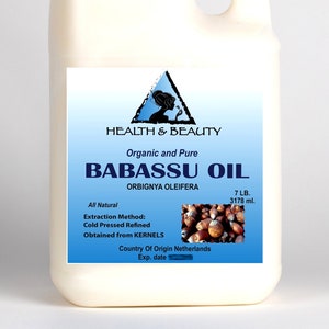 7 lb, 1 gal BABASSU OIL ORGANIC Carrier Cold Pressed Natural Fresh 100% Pure