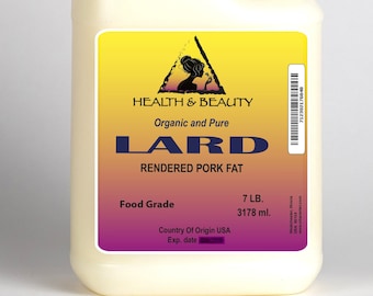 7 Lb, 1 gal LARD Organic Rendered PORK FAT All Natural Deodorized 100% Pure