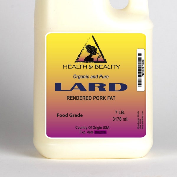 7 Lb, 1 gal LARD Organic Rendered PORK FAT All Natural Deodorized 100% Pure