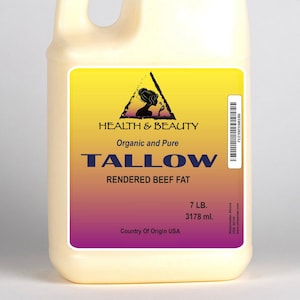 7 Lb Organic Grass-Fed Beef Tallow: Rendered Beef Fat
