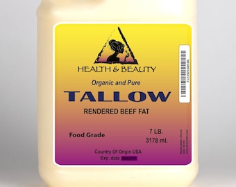 7 Lb, 1 gal TALLOW Organic Grass-Fed Rendered BEEF FAT All Natural Deodorized 100% Pure