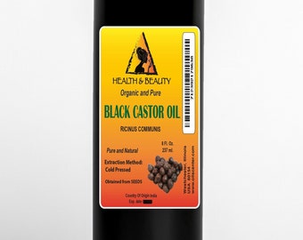 8 oz BLACK CASTOR Oil USP Grade Organic Carrier Cold Pressed Pure Hexane Free