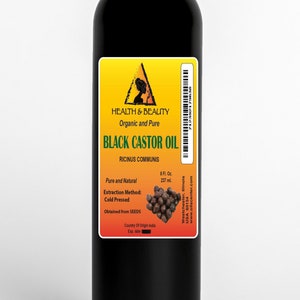 8 oz BLACK CASTOR Oil USP Grade Organic Carrier Cold Pressed Pure Hexane Free