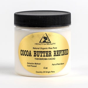 4 oz Organic Cocoa Butter: Refined, Cold Pressed, Grade A
