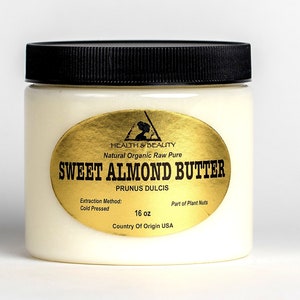 16 oz, 1 Lb SWEET ALMOND BUTTER Organic Cold Pressed Raw Grade A Premium Quality Natural Fresh Pure
