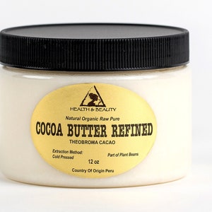 12 oz Organic Refined Cocoa Butter: Cold Pressed, Grade A