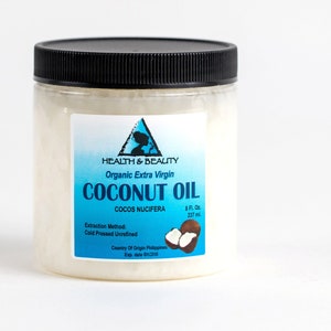 8 oz COCONUT Oil EXTRA VIRGIN Organic Carrier Cold Pressed Unrefined Raw Pure in Jar image 1
