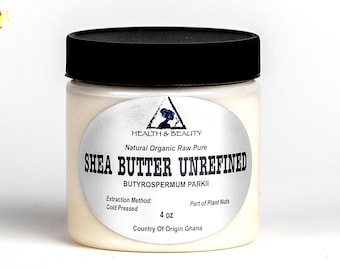 4 oz Organic Shea Butter: Unrefined Ivory White Cold Pressed, From Ghana