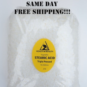 32 oz, 2 Lb STEARIC ACID VEGETABLE Triple Pressed Pastilles Beards 100% Pure