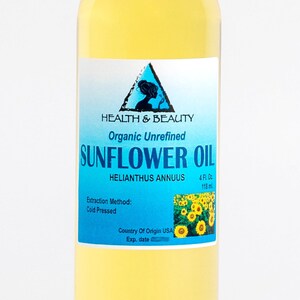 4 oz SUNFLOWER OIL UNREFINED Organic Carrier Cold Pressed Virgin Raw Pure image 2