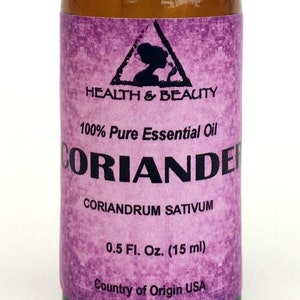 0.5 oz CORIANDER ESSENTIAL OIL Organic Aromatherapy Natural 100% Pure with Glass Dropper