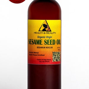4 oz SESAME OIL UNREFINED Organic Carrier Expeller Pressed Virgin Raw Pure