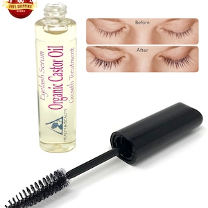 Castor Oil Eyelash Growth Serum Cold Pressed Organic 100% Pure Hexane Free in Mascara Tube