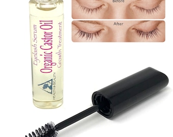 Castor Oil Eyelash Growth Serum Cold Pressed Organic 100% Pure Hexane Free in Mascara Tube