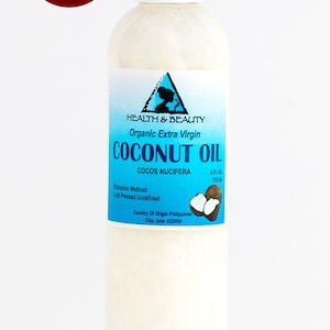 4 oz COCONUT Oil EXTRA VIRGIN Organic Carrier Cold Pressed Unrefined Raw Pure