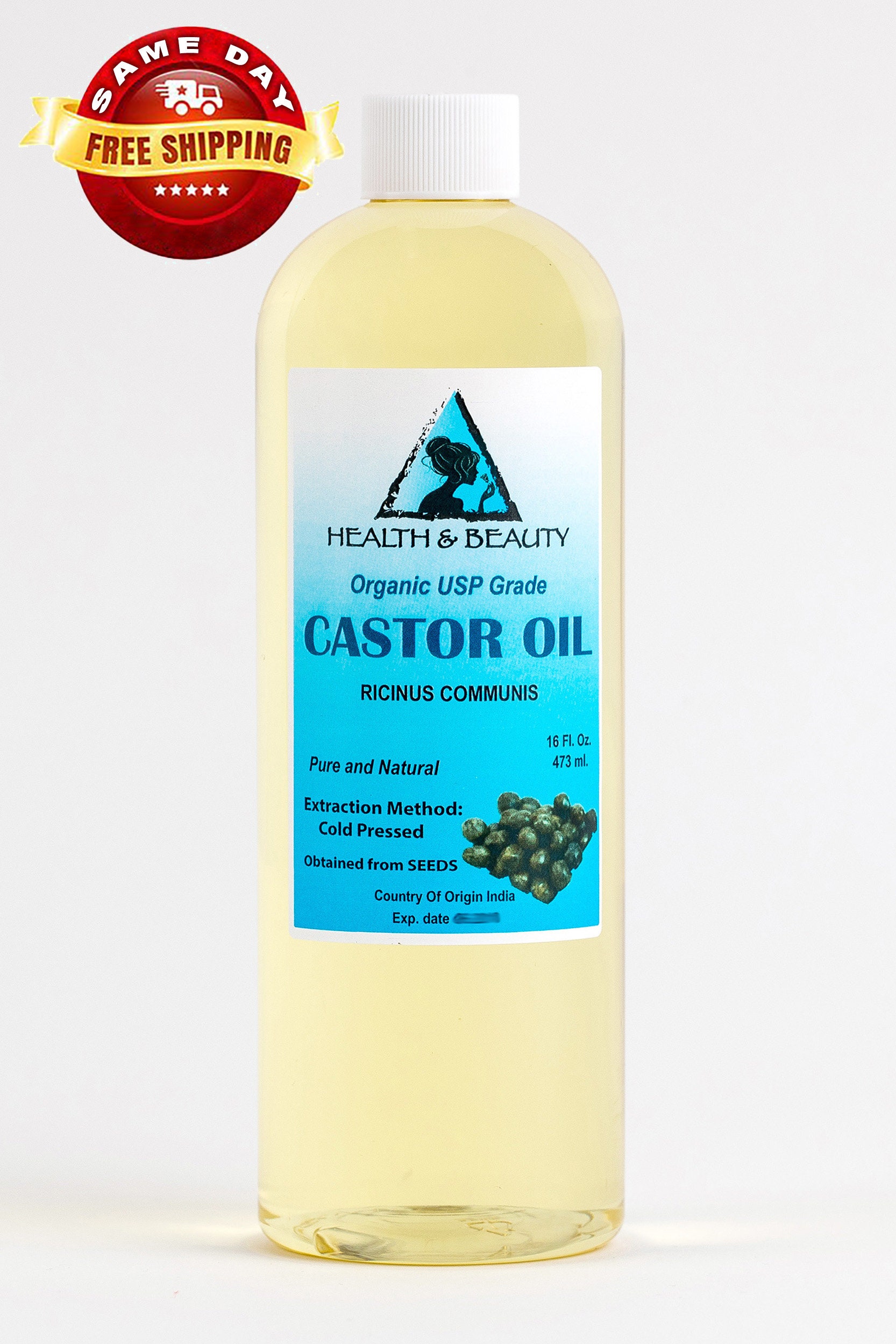 16 oz CASTOR OIL USP Grade Organic Carrier Cold Pressed Pure Hexane Free
