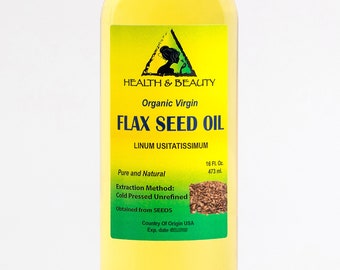 32 oz FLAX SEED OIL Organic Carrier Cold Pressed Unrefined Virgin Raw Pure