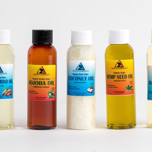 Organic Oil Set: Hemp, Avocado, Jojoba Golden, Coconut Extra Virgin, Almond Refined - 2 oz