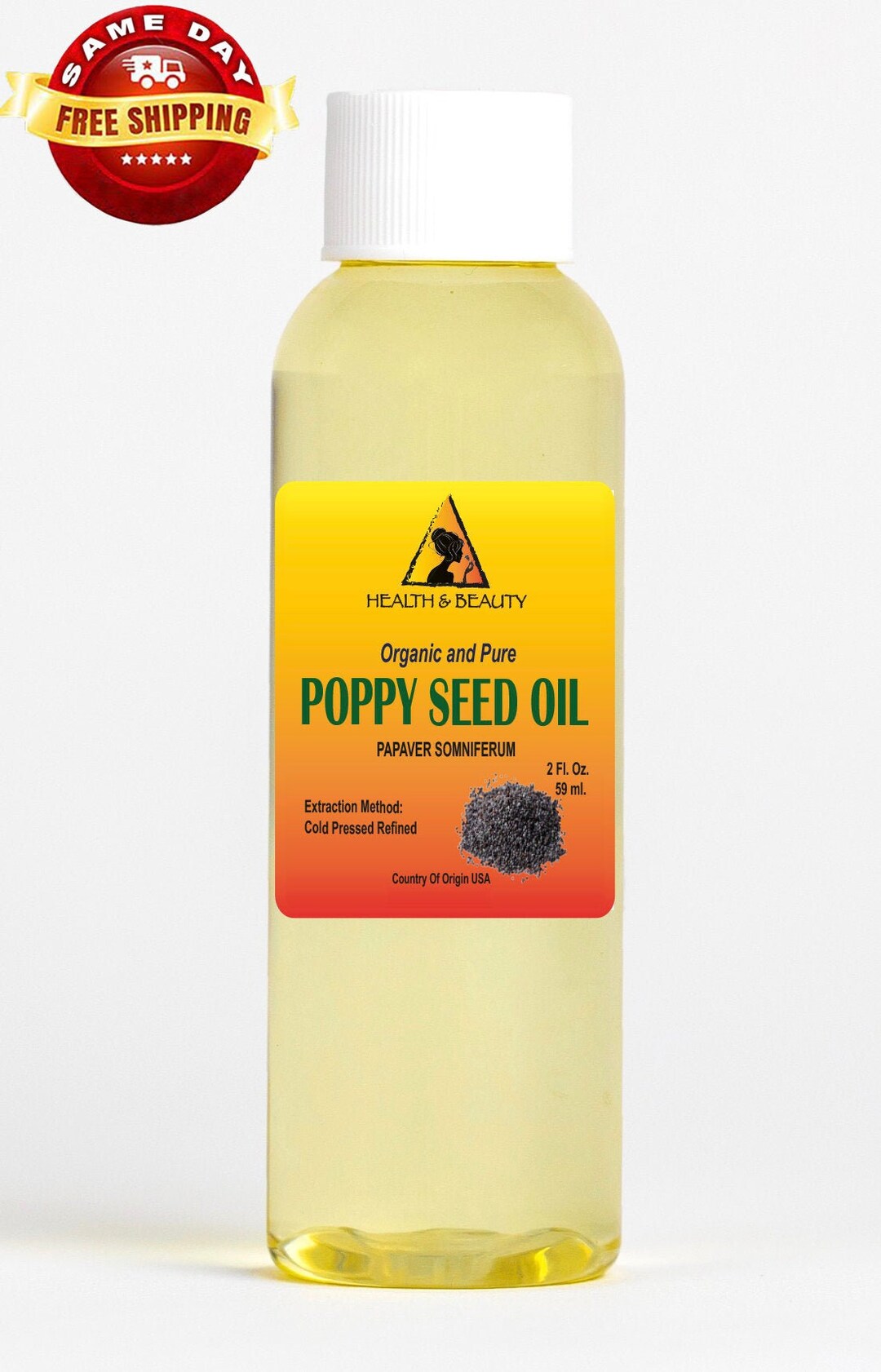 2 Oz POPPY SEED OIL Refined Organic Cold Pressed Premium Pure Natural