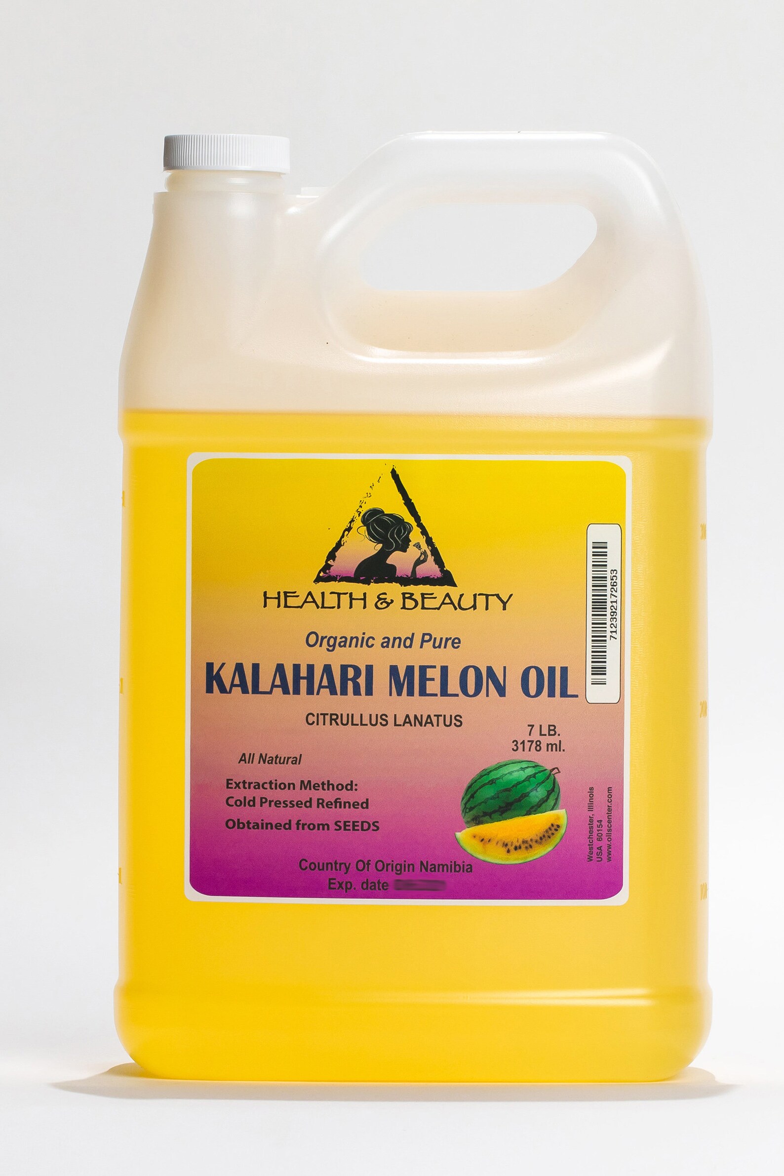 7 Lb, 1 Gal KALAHARI MELON SEED Oil Refined Organic Cold Pressed