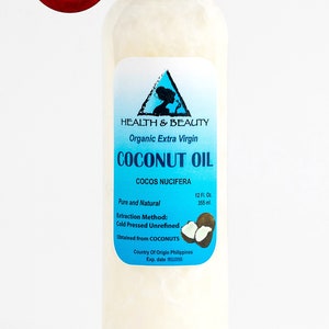 12 oz COCONUT Oil EXTRA VIRGIN Organic Carrier Cold Pressed Unrefined Raw Pure
