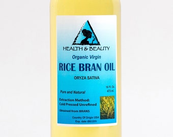 16 oz RICE BRAN OIL Organic Carrier Unrefined Cold Pressed Virgin Raw Pure