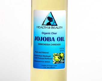 8 oz JOJOBA OIL CLEAR Organic Carrier Cold Pressed Refined 100% Pure