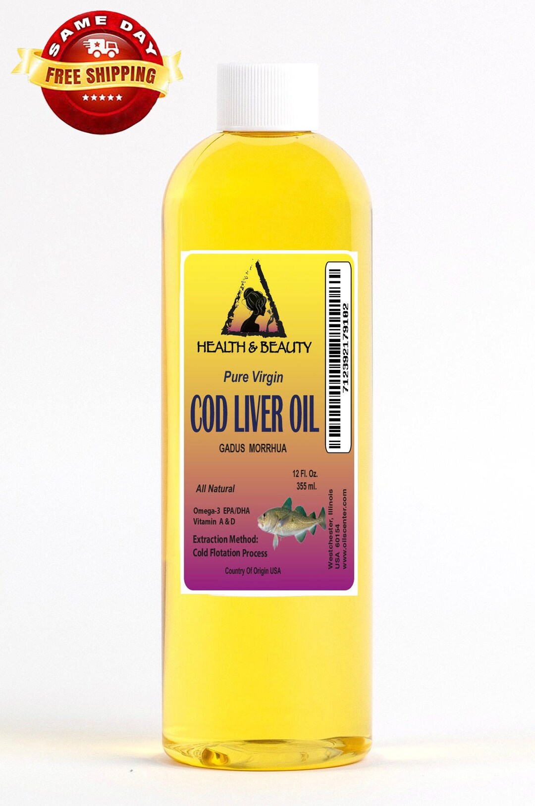 12 Oz ARCTIC COD LIVER Oil With Vitamin A&D All Natural 100 Pure in