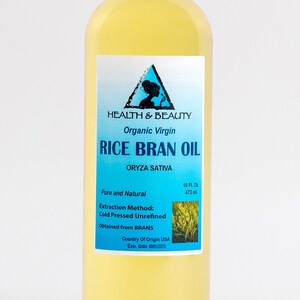 H&B OILS CENTER Organic Unrefined Rice Bran Oil - 32 Oz Cold Pressed Carrier Oil, Pure & Natural