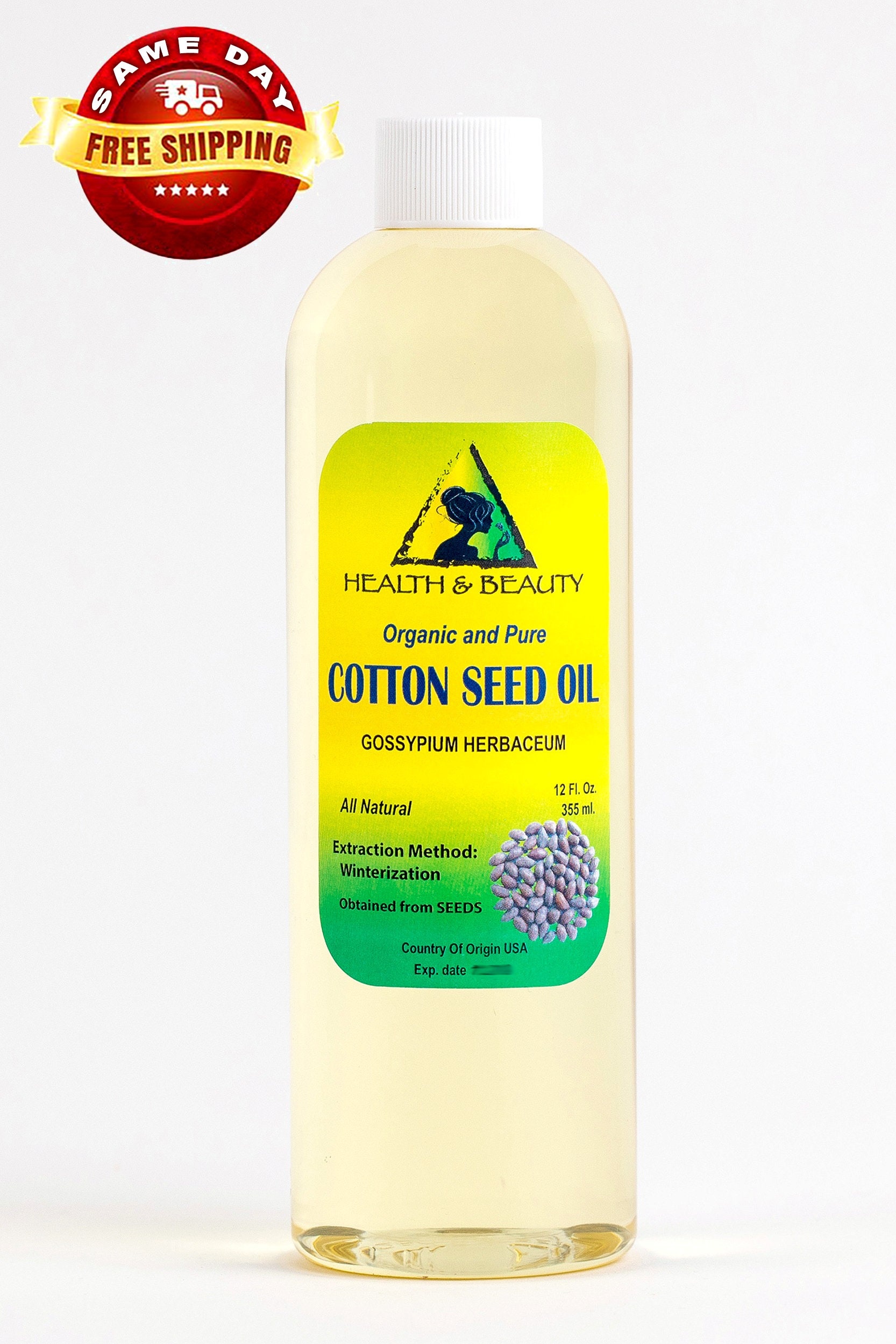 36 oz COTTON SEED OIL Organic Carrier Cold Pressed Winterized Natural 100% Pure