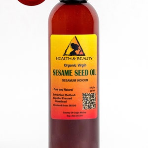 8 oz SESAME OIL UNREFINED Organic Carrier Expeller Pressed Virgin Raw Pure