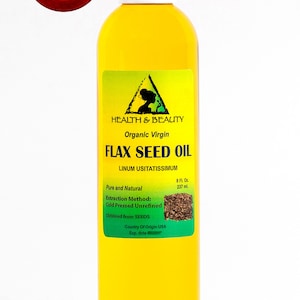 8 oz FLAX SEED OIL Organic Carrier Cold Pressed Unrefined Virgin Raw Pure